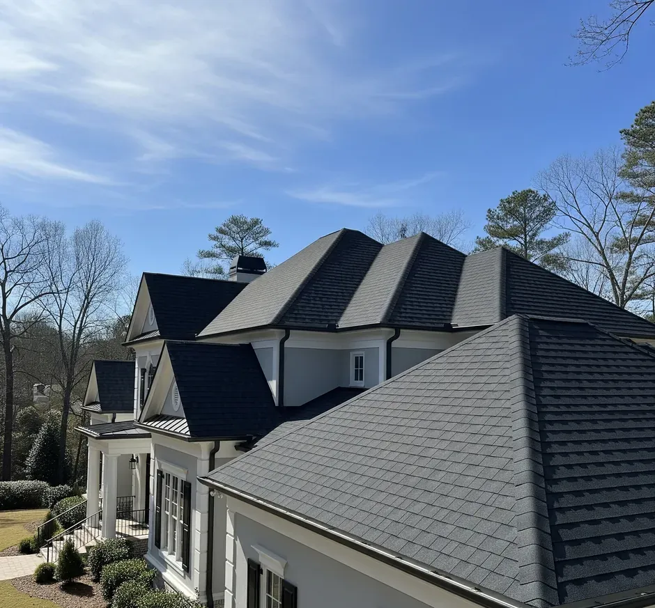 Licensed Cumming roofing contractor replacing a residential roof in Forsyth County, GA near Lake Lanier